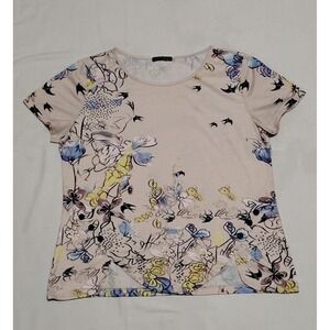 C.O.Z.Y. Floral Top Size XXL Decorative Side Button Crewneck Soft Blouse